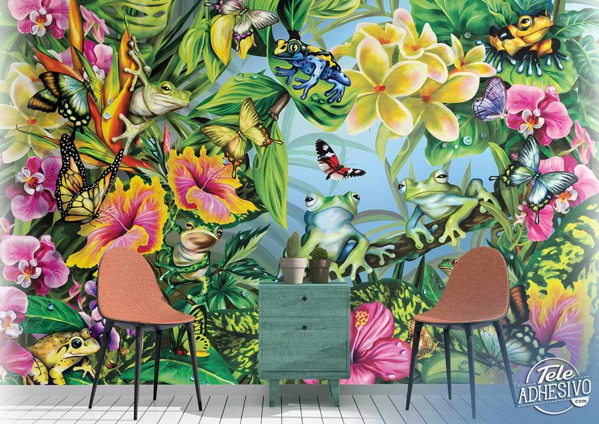 Wall Murals: Frogs and butterflies