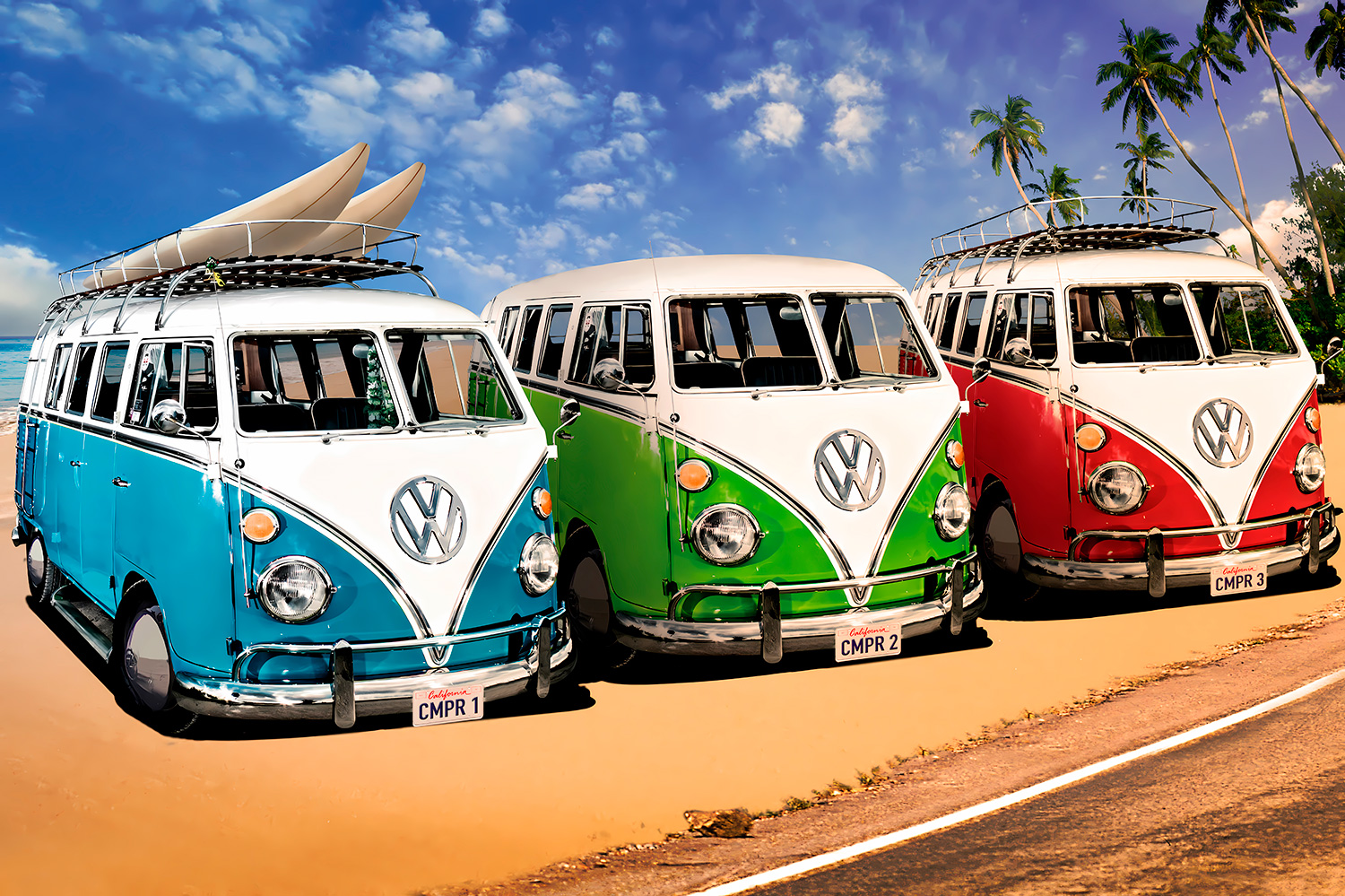 Wall Murals: Volkswagen surfer vans