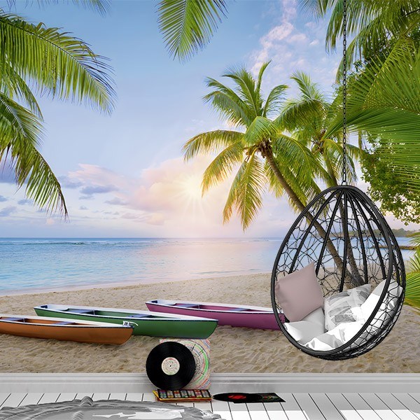 Wall Murals: Sunset on a Caribbean beach