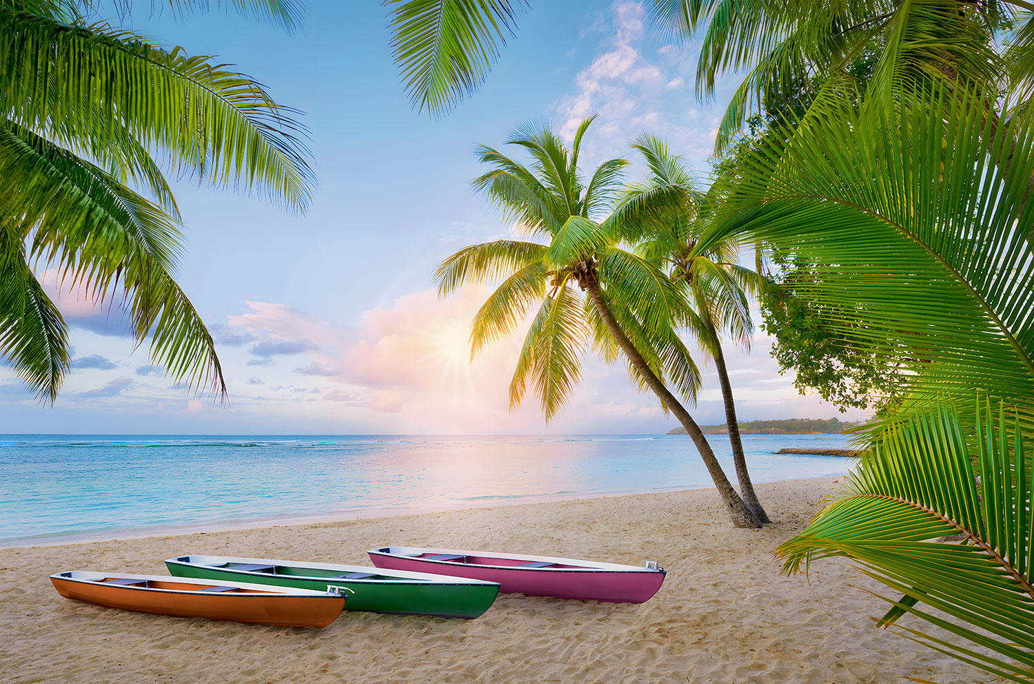 Wall Murals: Sunset on a Caribbean beach
