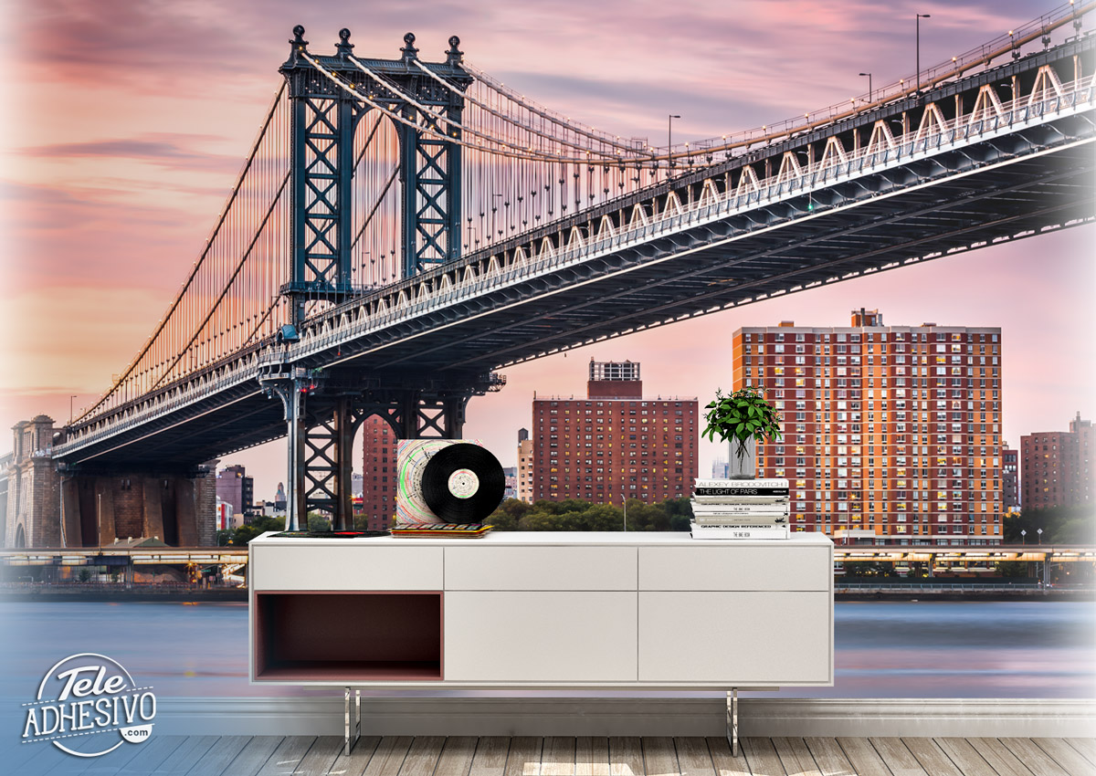 Wall Murals: Manhattan Bridge at sunset