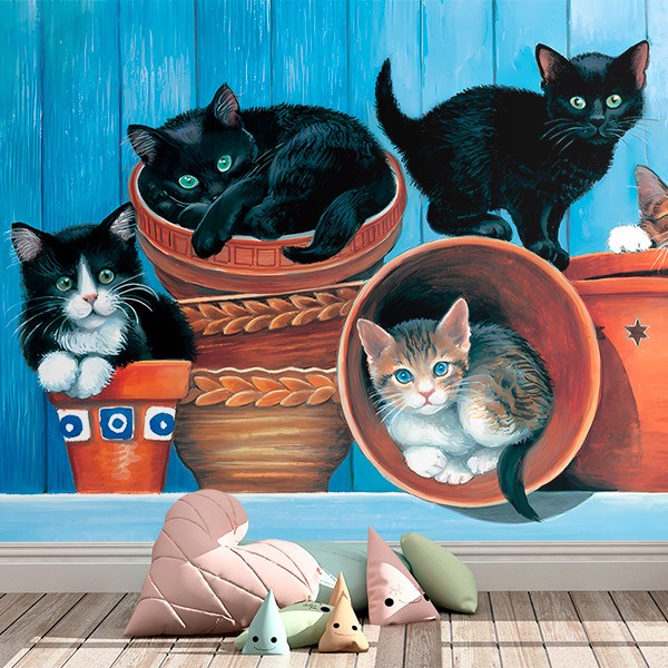 Wall Murals: Illustration of cats 0