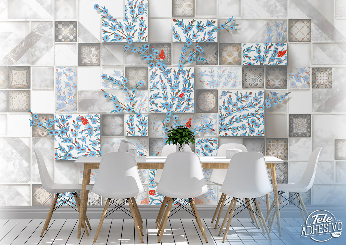 Wall Murals: Floral squares