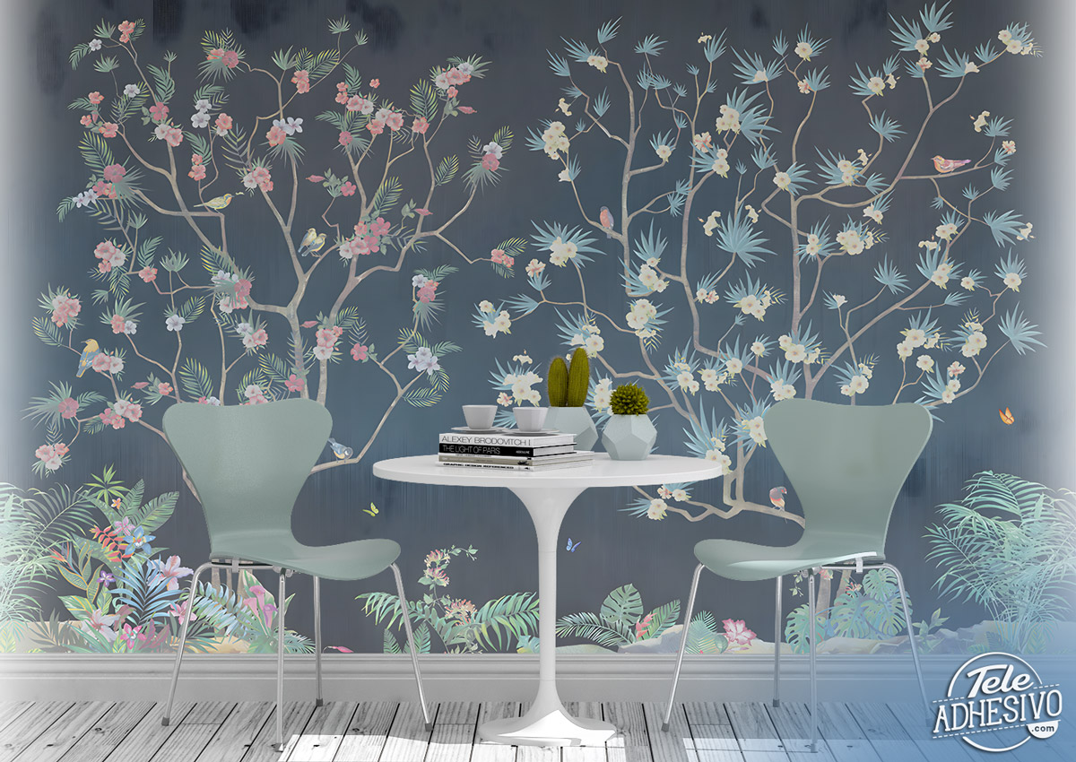 Wall Murals: Trees at night