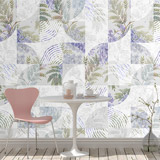 Wall Murals: White, green and violet tiles 2