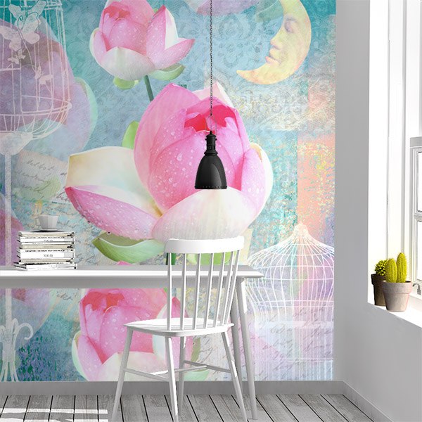 Wall Murals: Collage of roses and cages