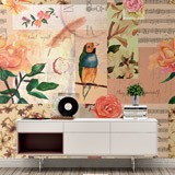 Wall Murals: Collage bird and flowers 2