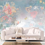Wall Murals: Flowers and butterflies in pastel shades 2