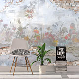 Wall Murals: Painted bricks and flowers 2