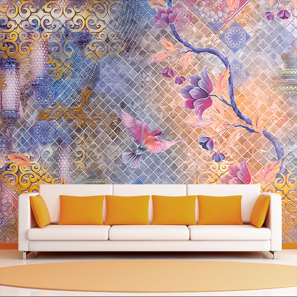 Wall Murals: Mosaic of flowers and ornaments 0