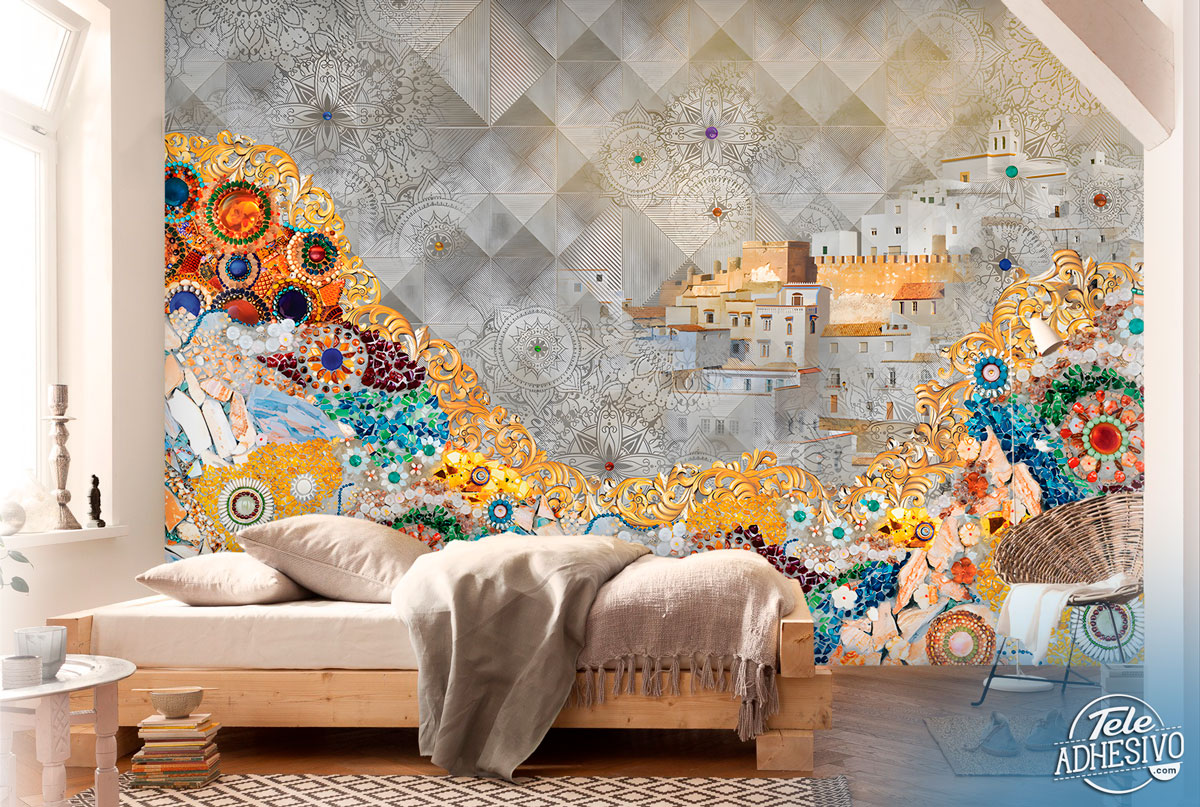 Wall Murals: Village mosaic and ornaments