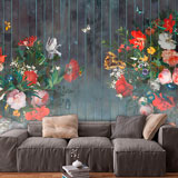 Wall Murals: Wood painted with flowers 2