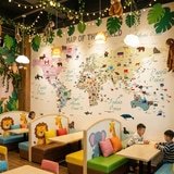 Wall Murals: Children's world map with flags and animals 15