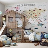 Wall Murals: Children's world map with flags and animals 20