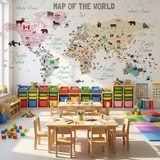 Wall Murals: Children's world map with flags and animals 10