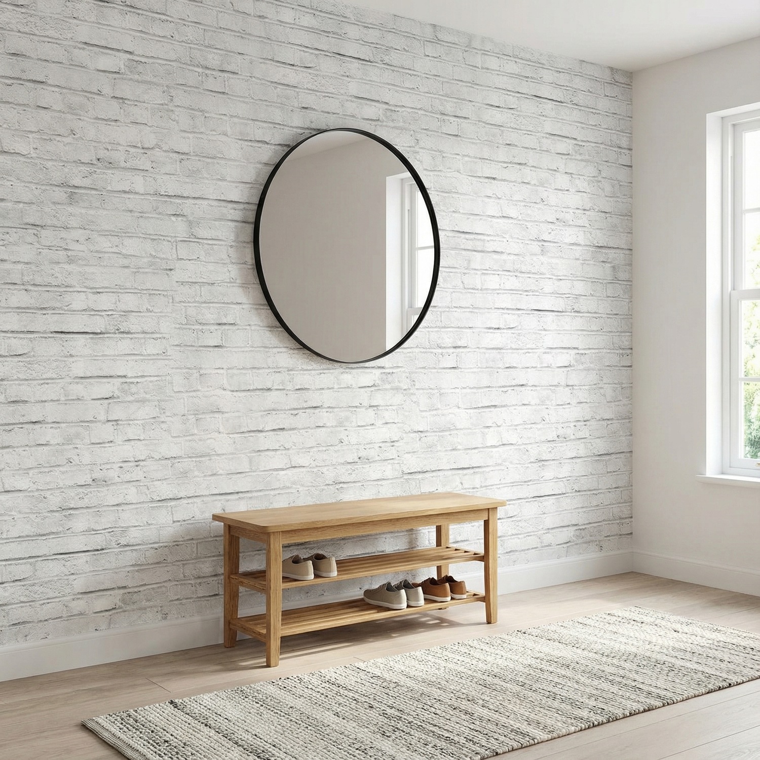 Wall Murals: Worn white brick texture
