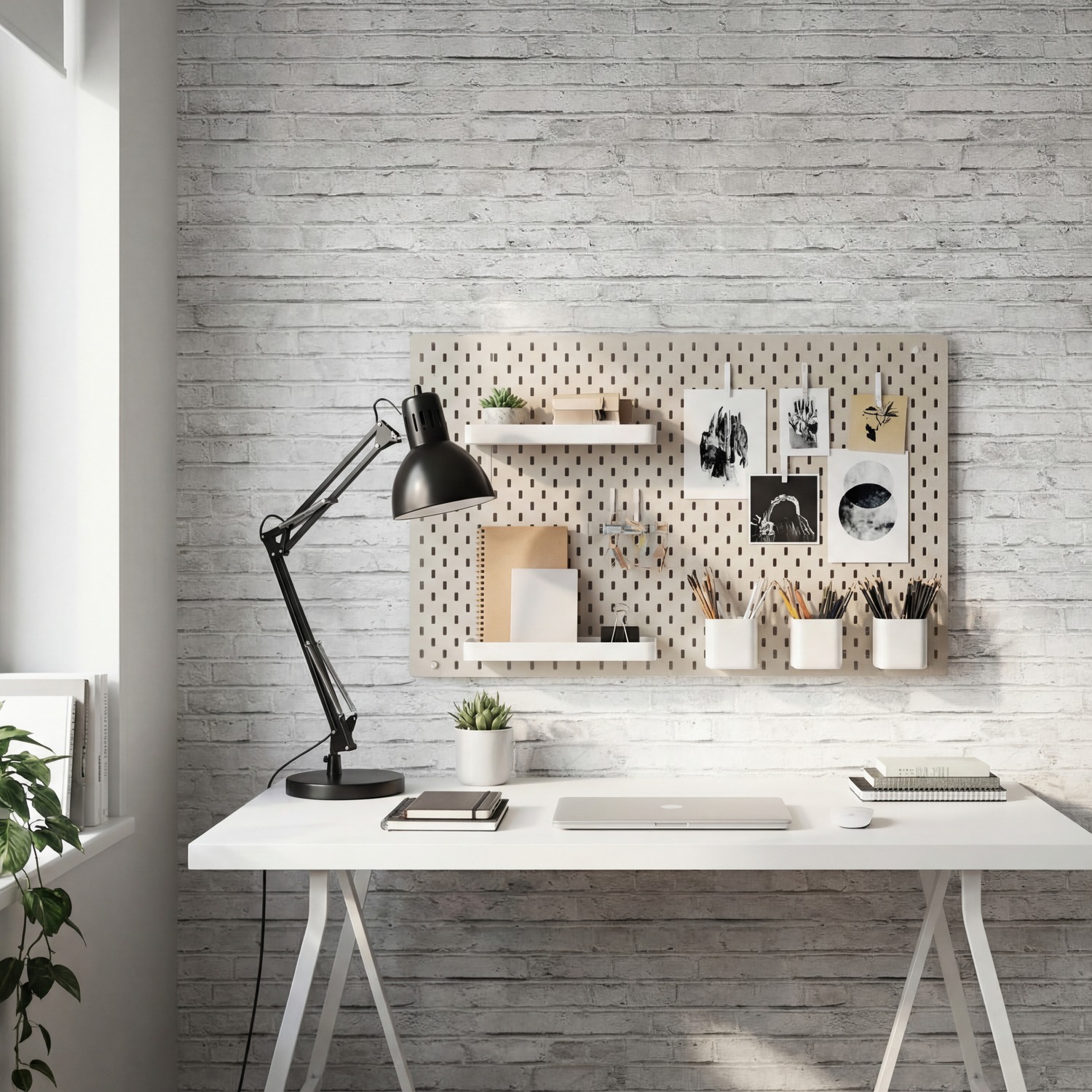 Wall Murals: Worn white brick texture