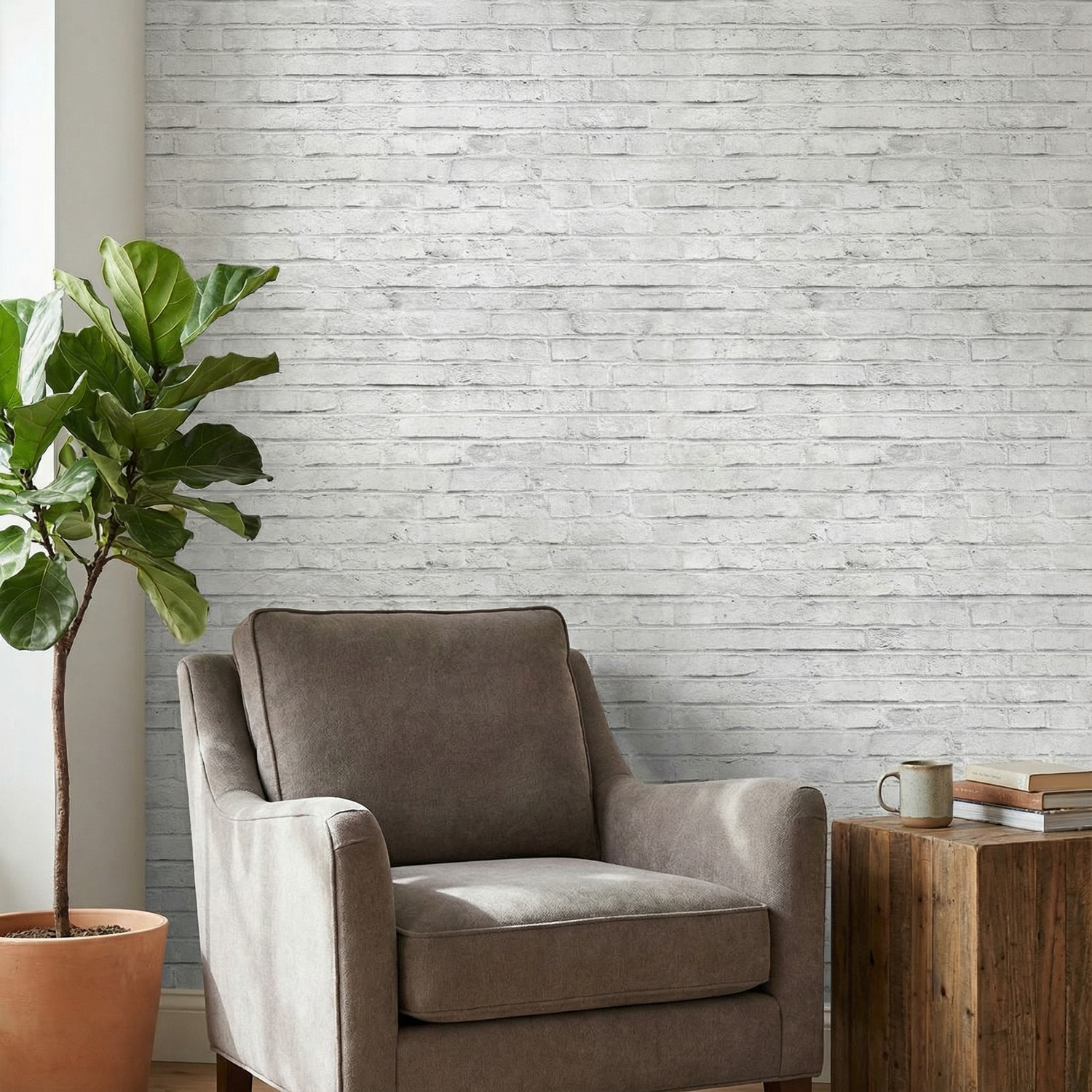 Wall Murals: Worn white brick texture
