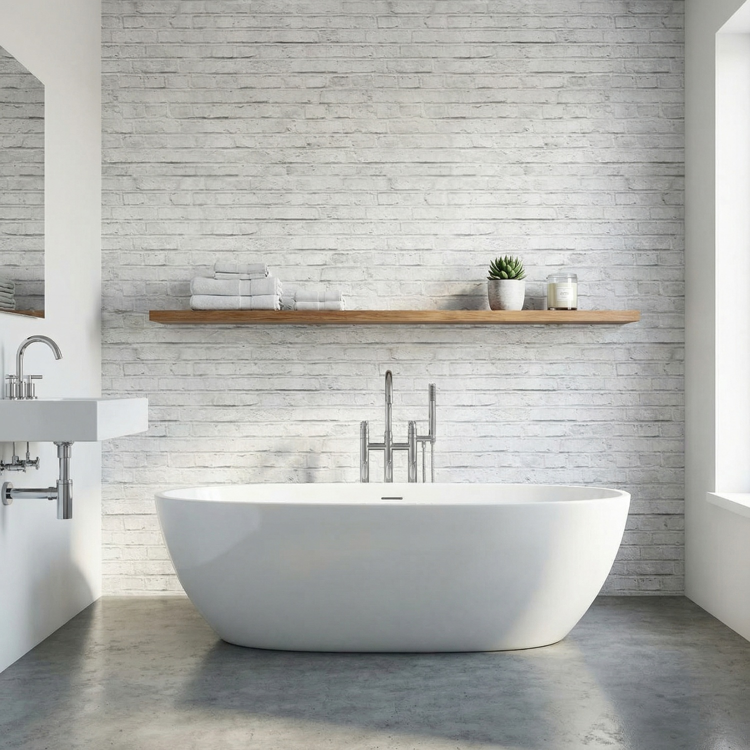 Wall Murals: Worn white brick texture
