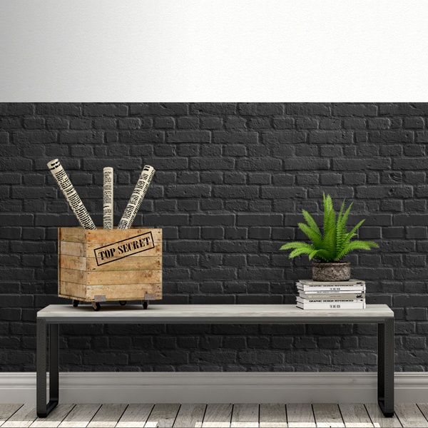 Wall Murals: Black brick texture