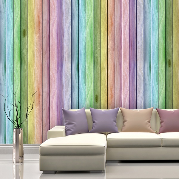 Wall Murals: Rainbow wood texture