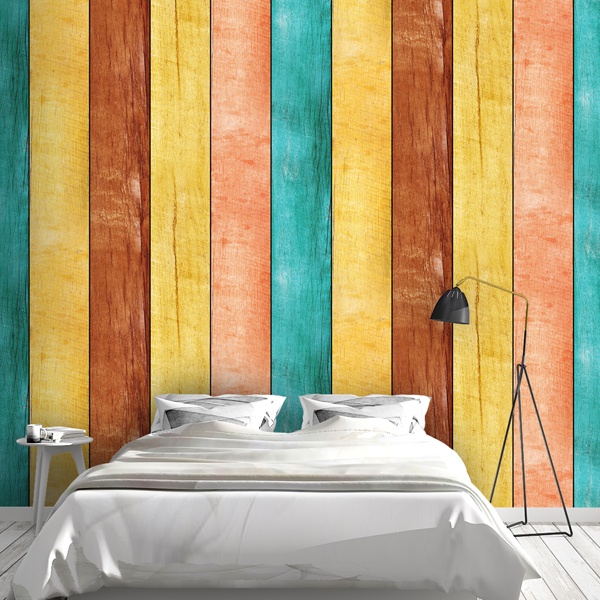 Wall Murals: Multicolored wood texture