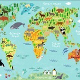 Wall Murals: World map children 2