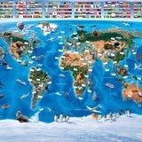 Wall Murals: World map for children Flags 2