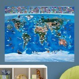 Wall Murals: World map for children Flags 3