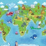 Wall Murals: Animal world map animals 2