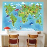 Wall Murals: Animal world map animals 3