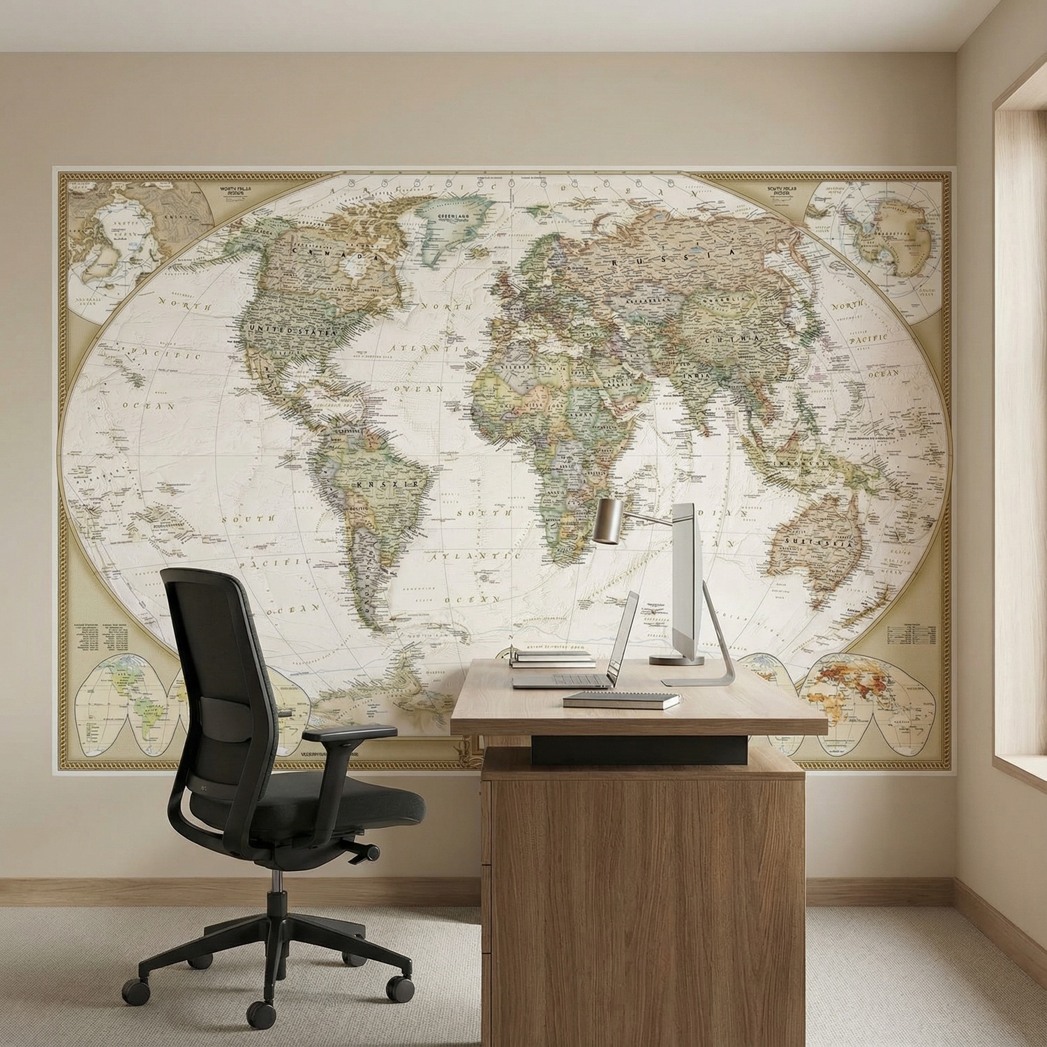 Wall Murals: Vintage Political World Map