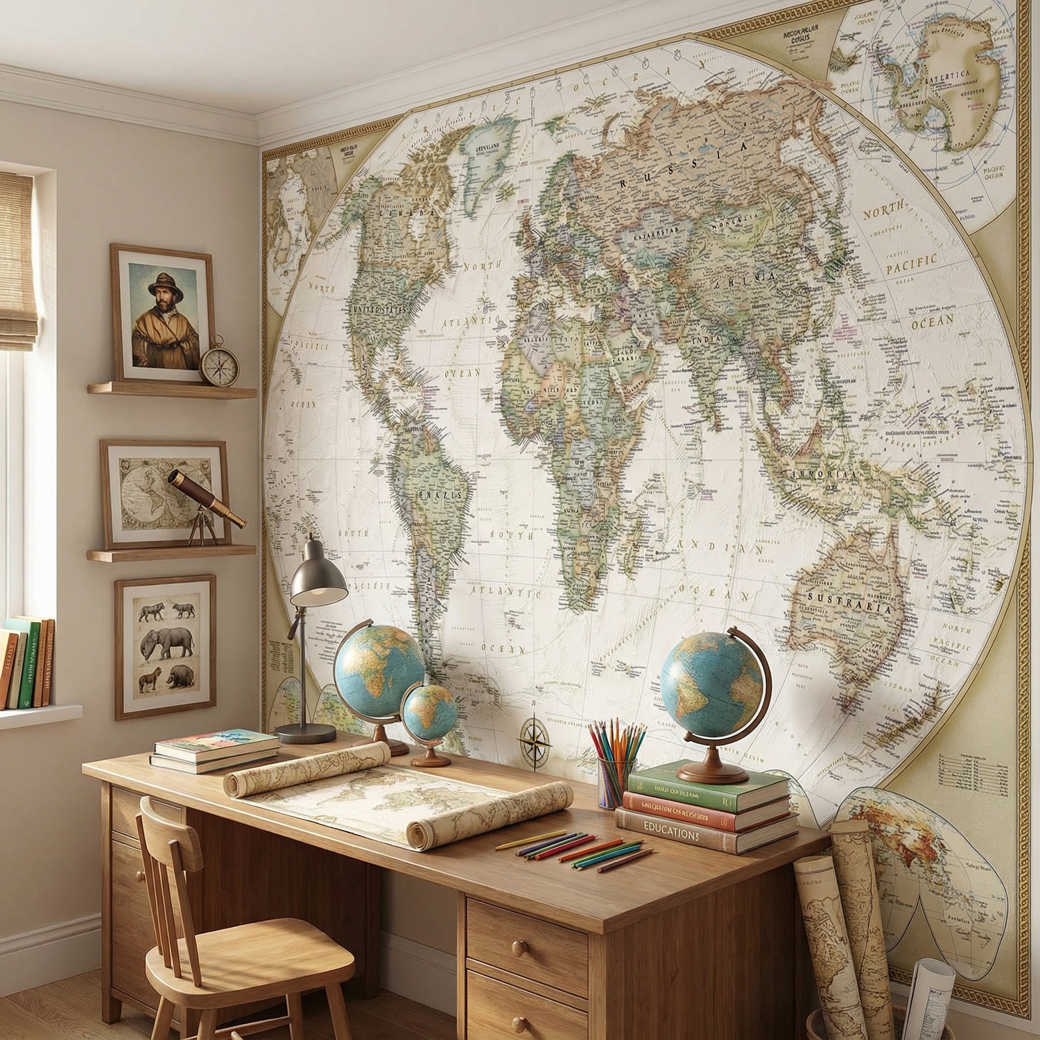 Wall Murals: Vintage Political World Map