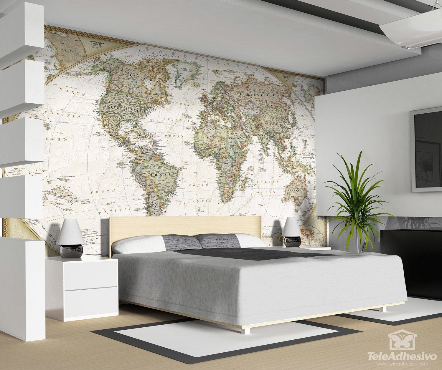 Wall Murals: Vintage Political World Map