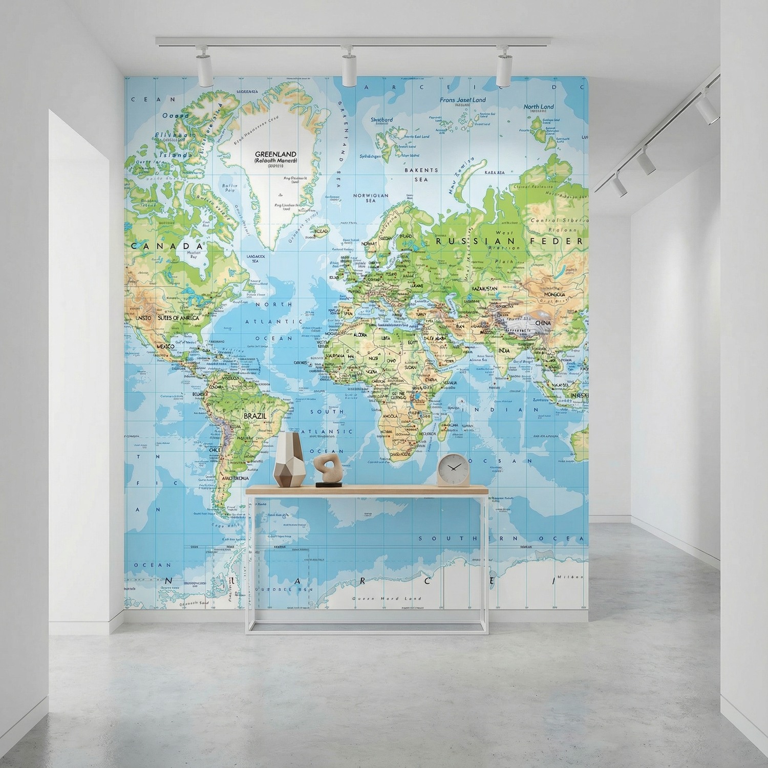 Wall Murals: Physical World Map