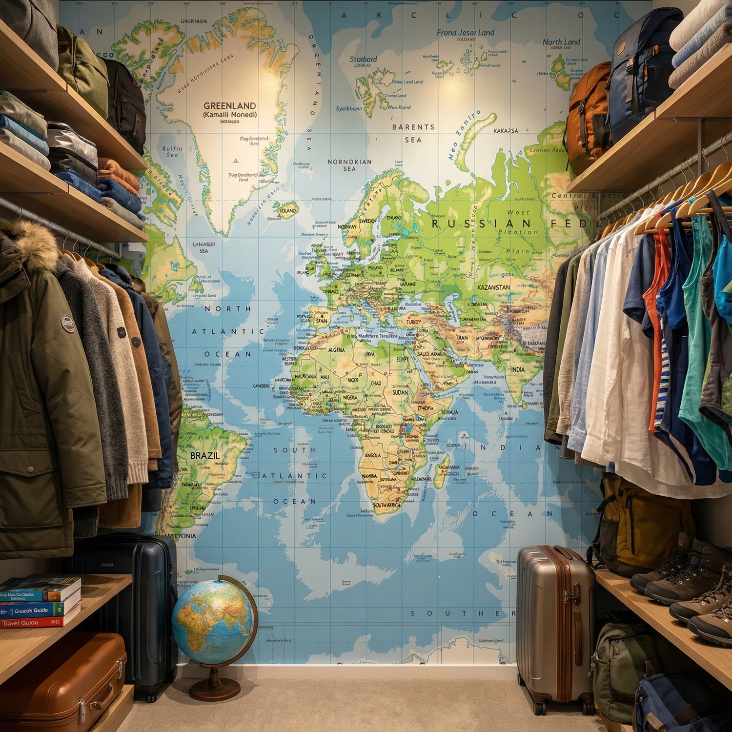 Wall Murals: Physical World Map