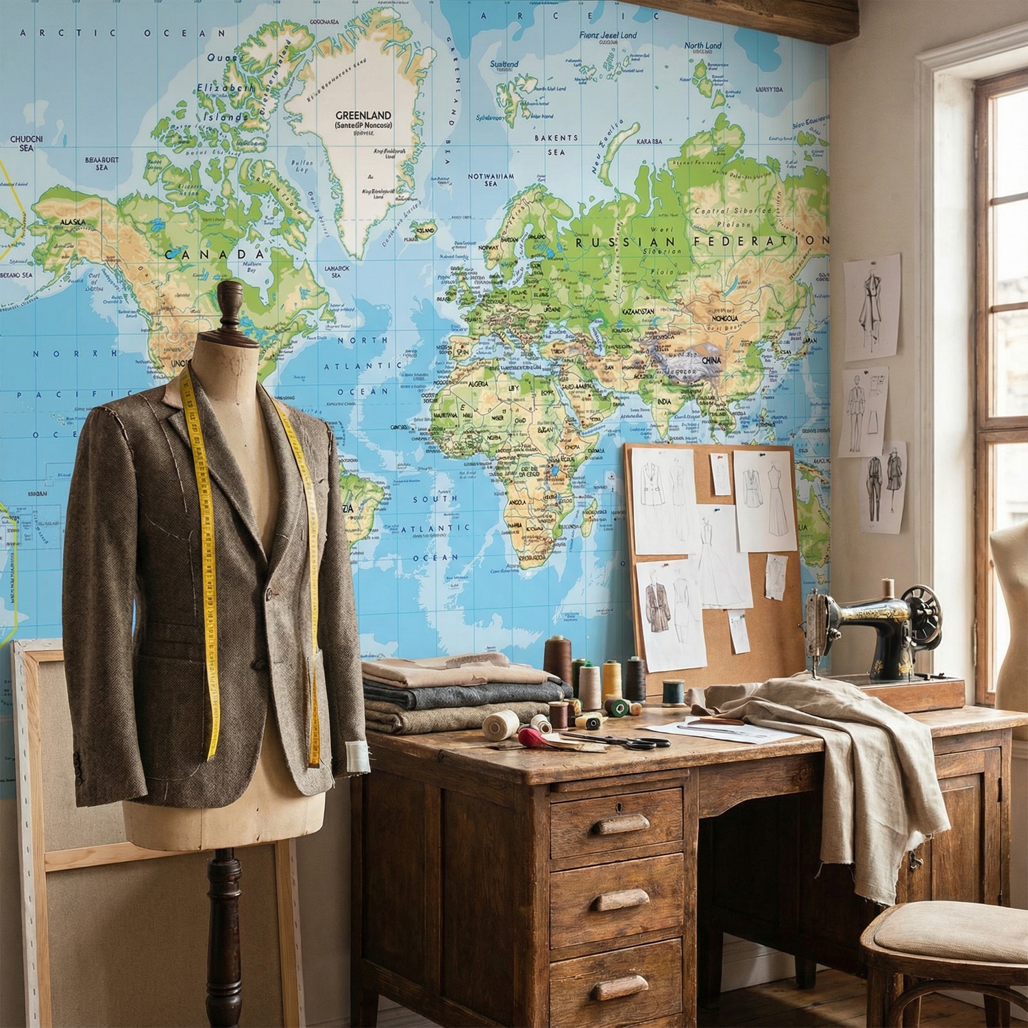 Wall Murals: Physical World Map