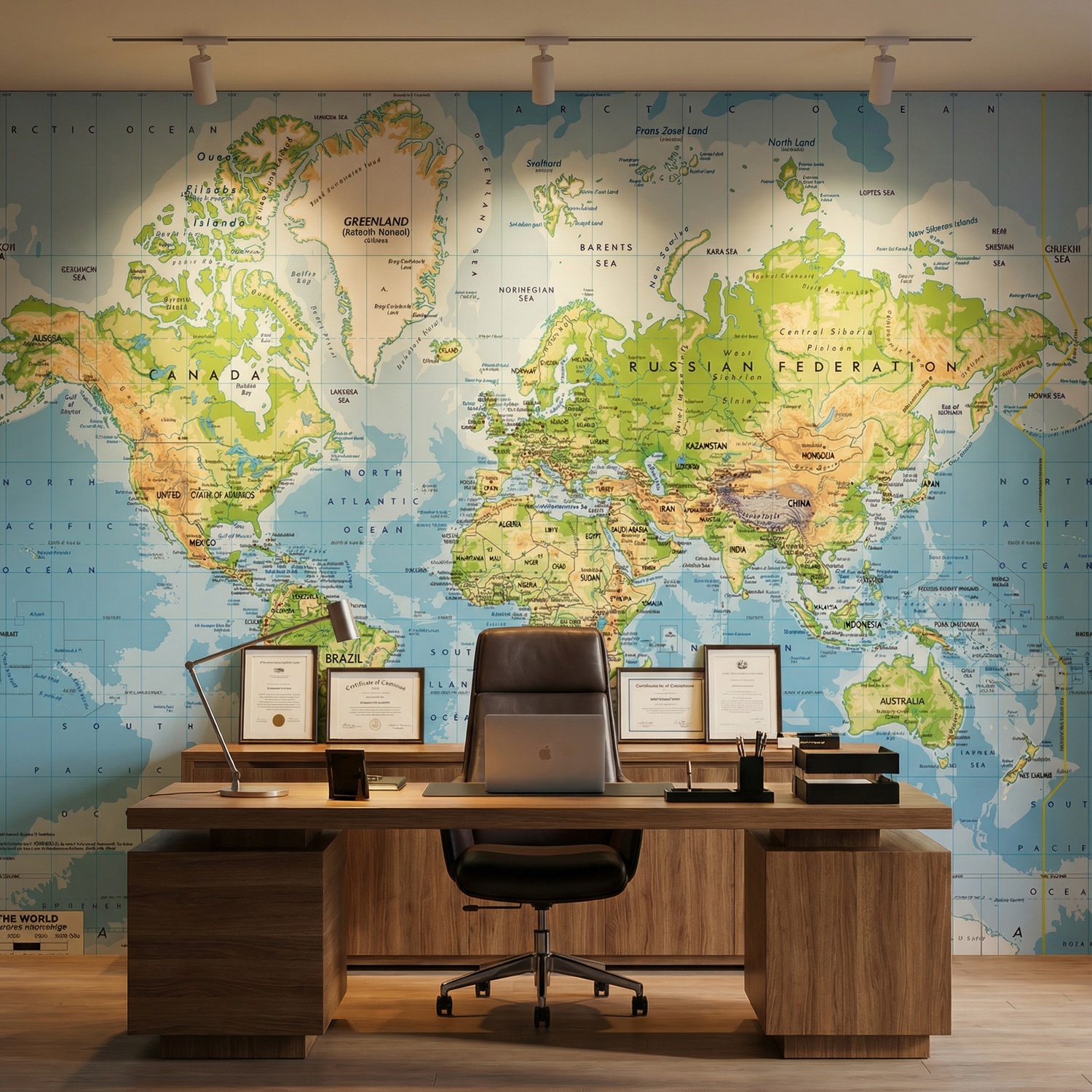 Wall Murals: Physical World Map