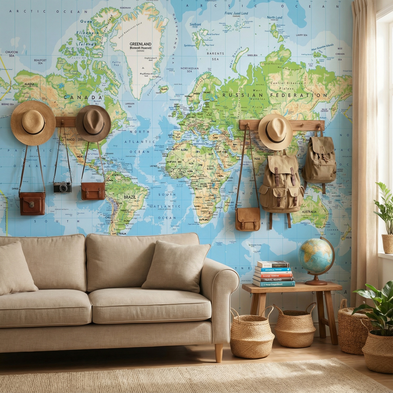 Wall Murals: Physical World Map