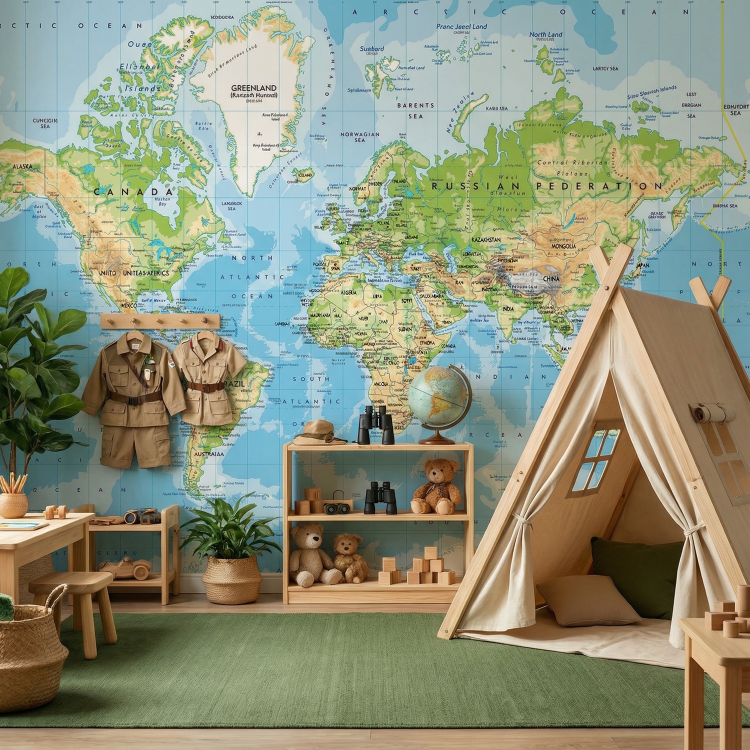 Wall Murals: Physical World Map