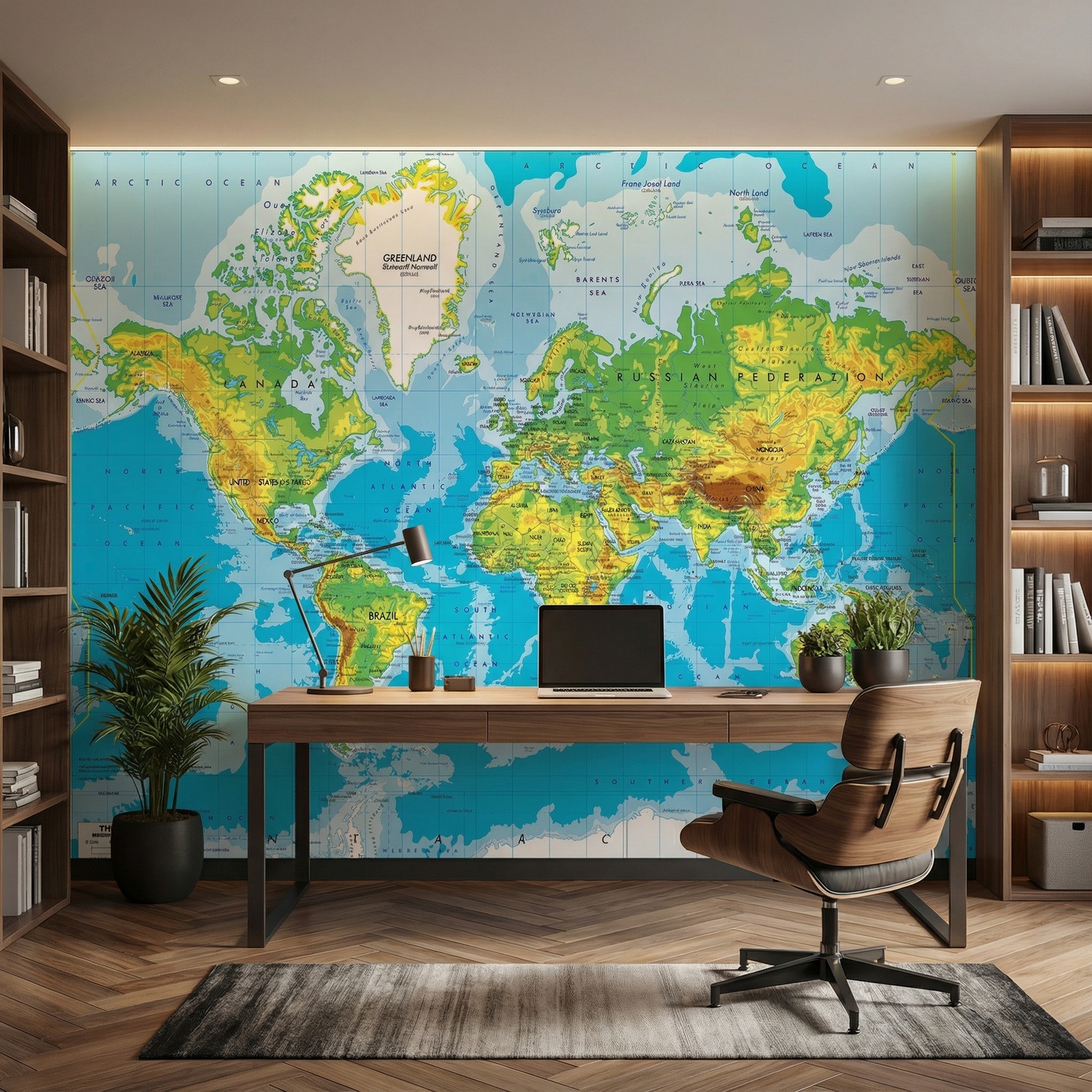 Wall Murals: World Map in Relief 0