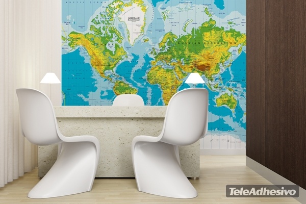 Wall Murals: World Map Relief