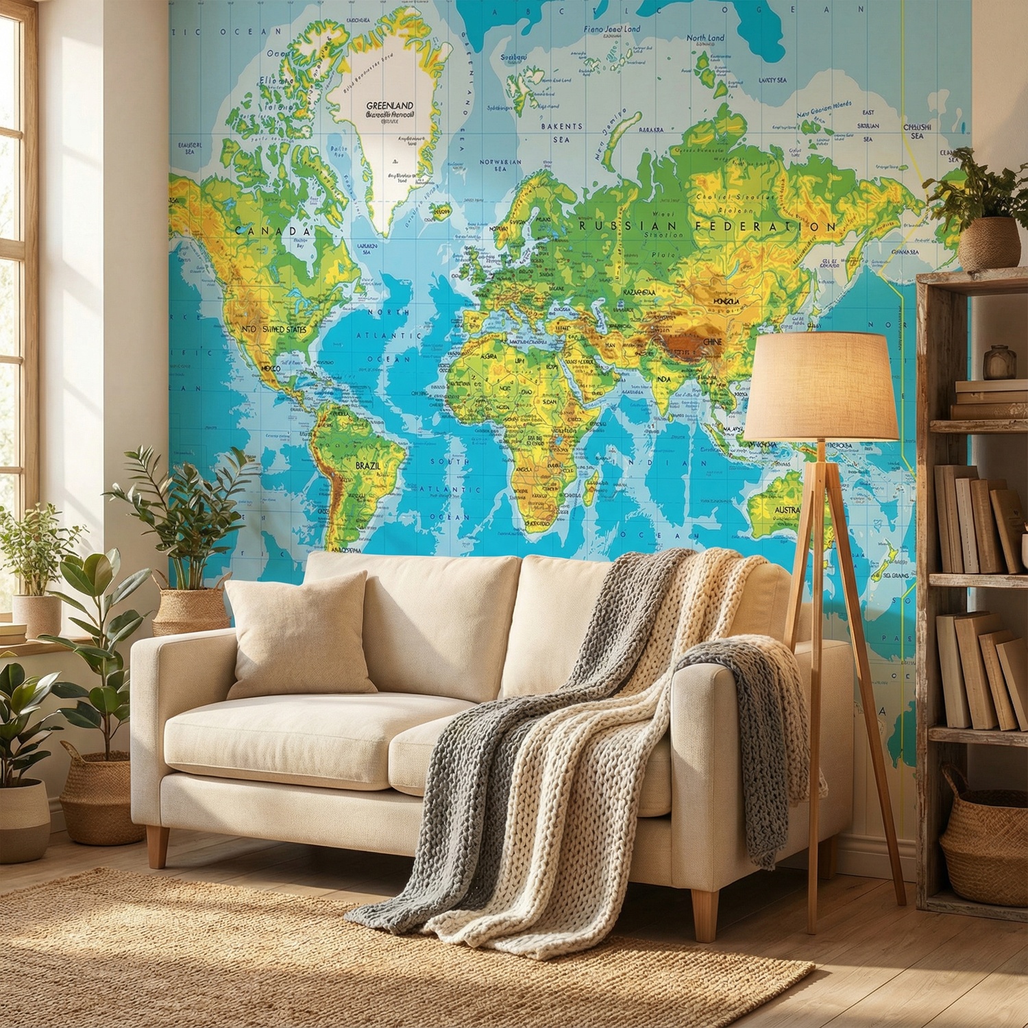 Wall Murals: World Map in Relief
