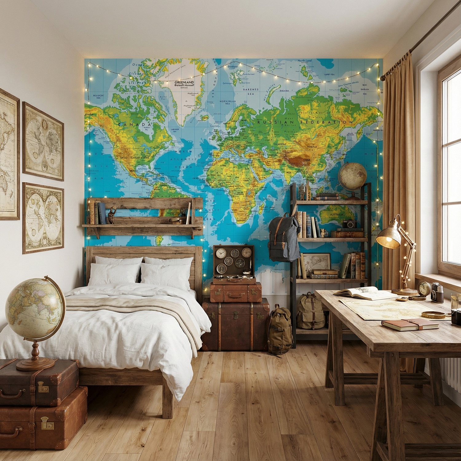Wall Murals: World Map in Relief