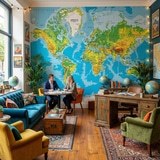 Wall Murals: World Map in Relief 7