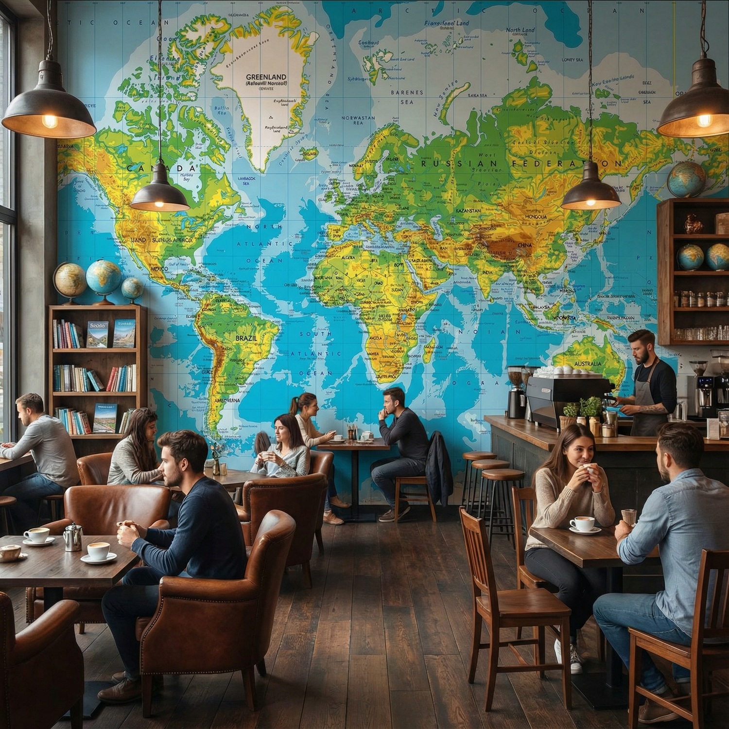 Wall Murals: World Map in Relief
