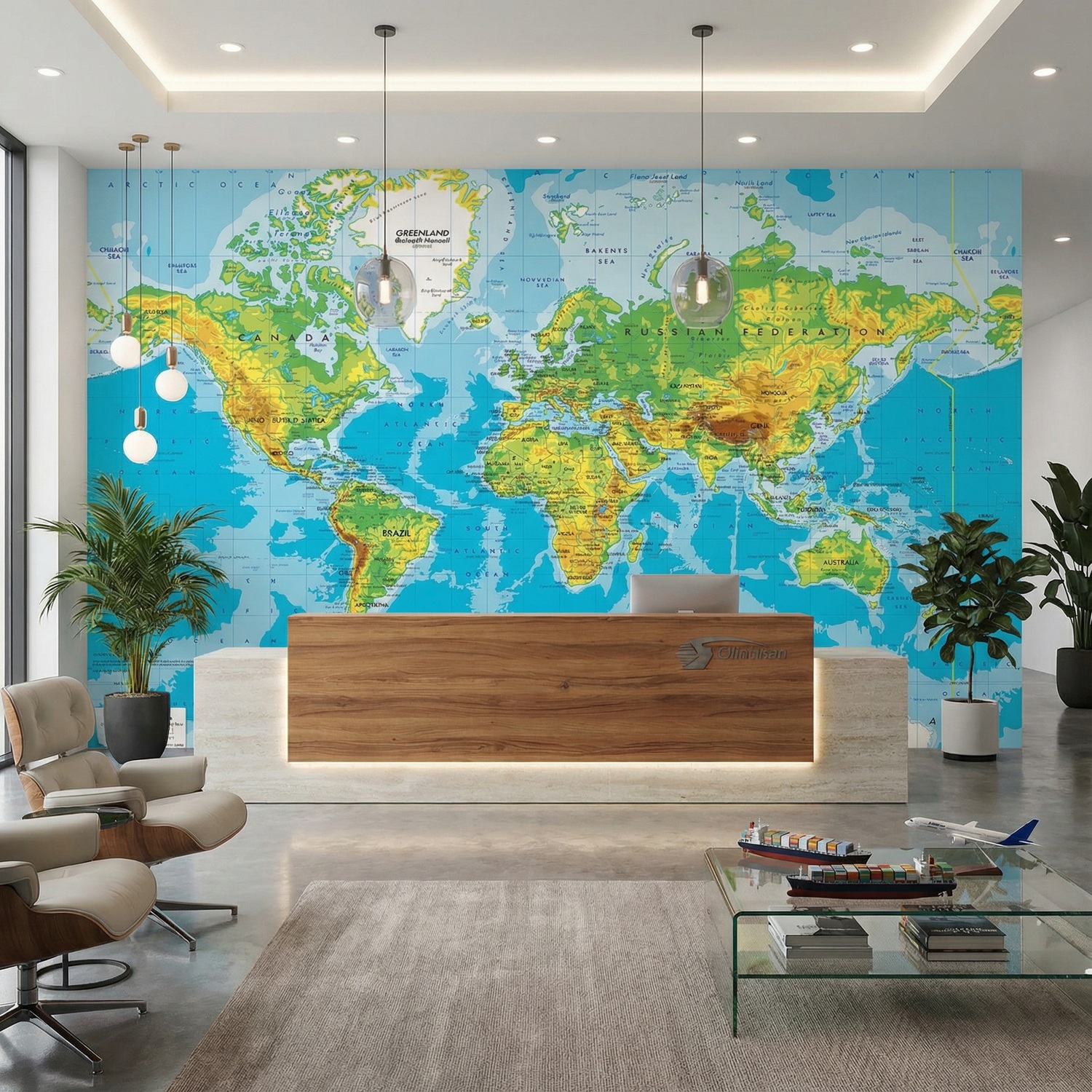 Wall Murals: World Map in Relief