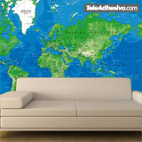 Wall Murals: World Map blue and green 5