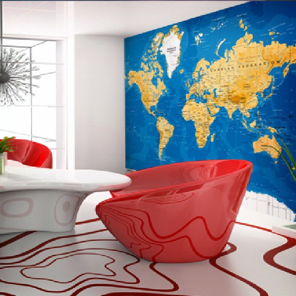 Wall Murals: World Map arid tone