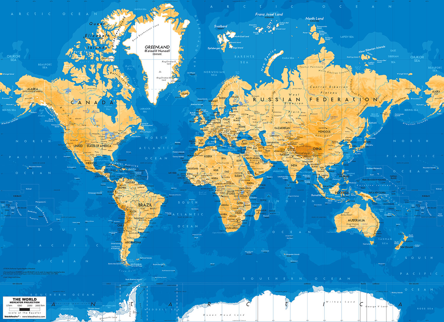 Wall Murals: World Map arid tone
